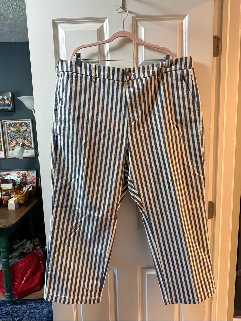 torrid Navy and White Vertical Striped Chinos